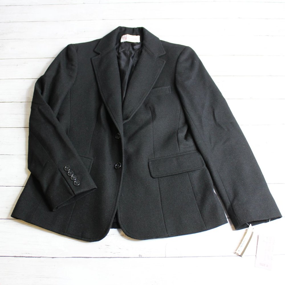 Evan Picone Vintage Women's Black Suit Jacket Size M 8 Wool Blazer Career